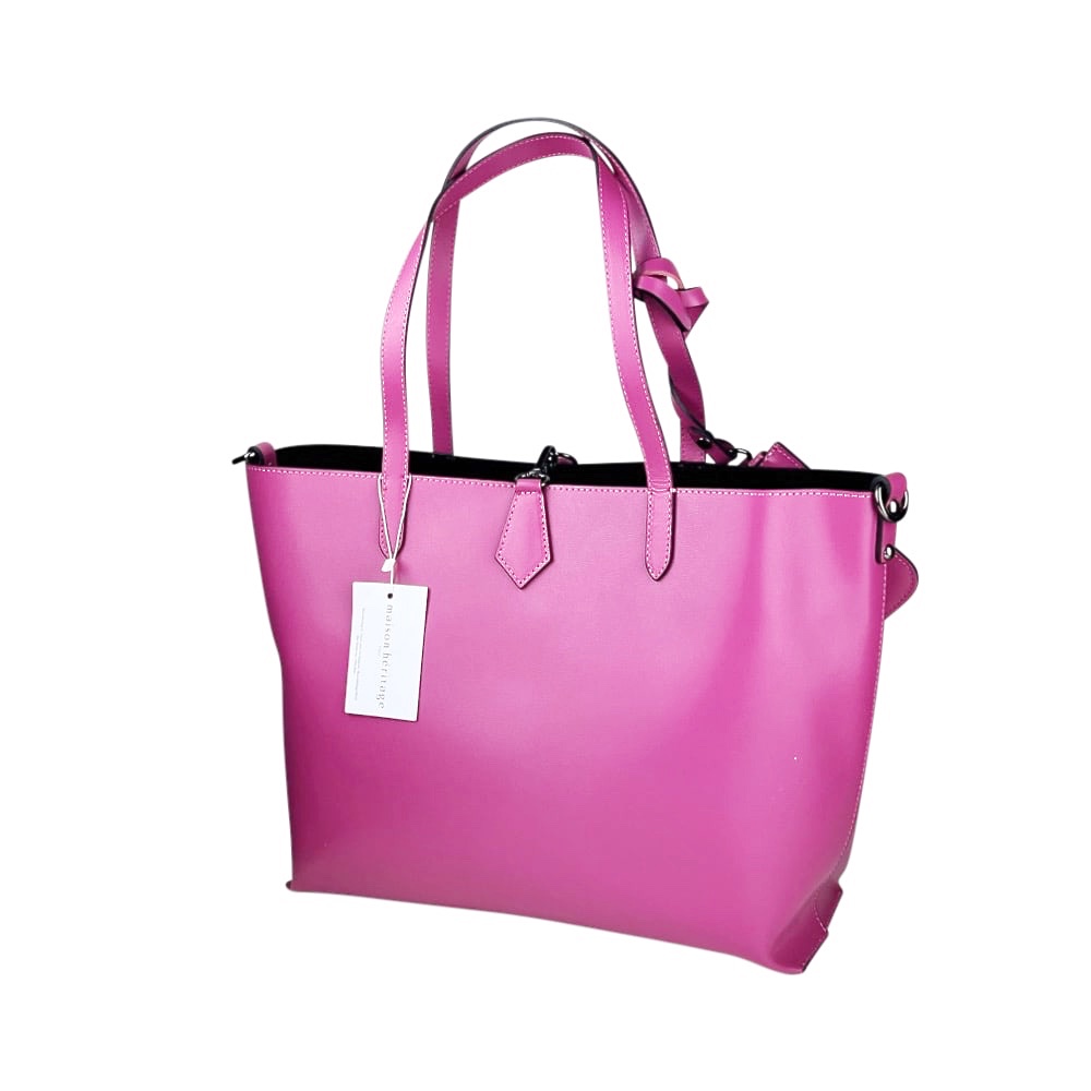 Handgefertigte Leder-Schultertasche Elix 36 x 30 x 13 cm Magenta