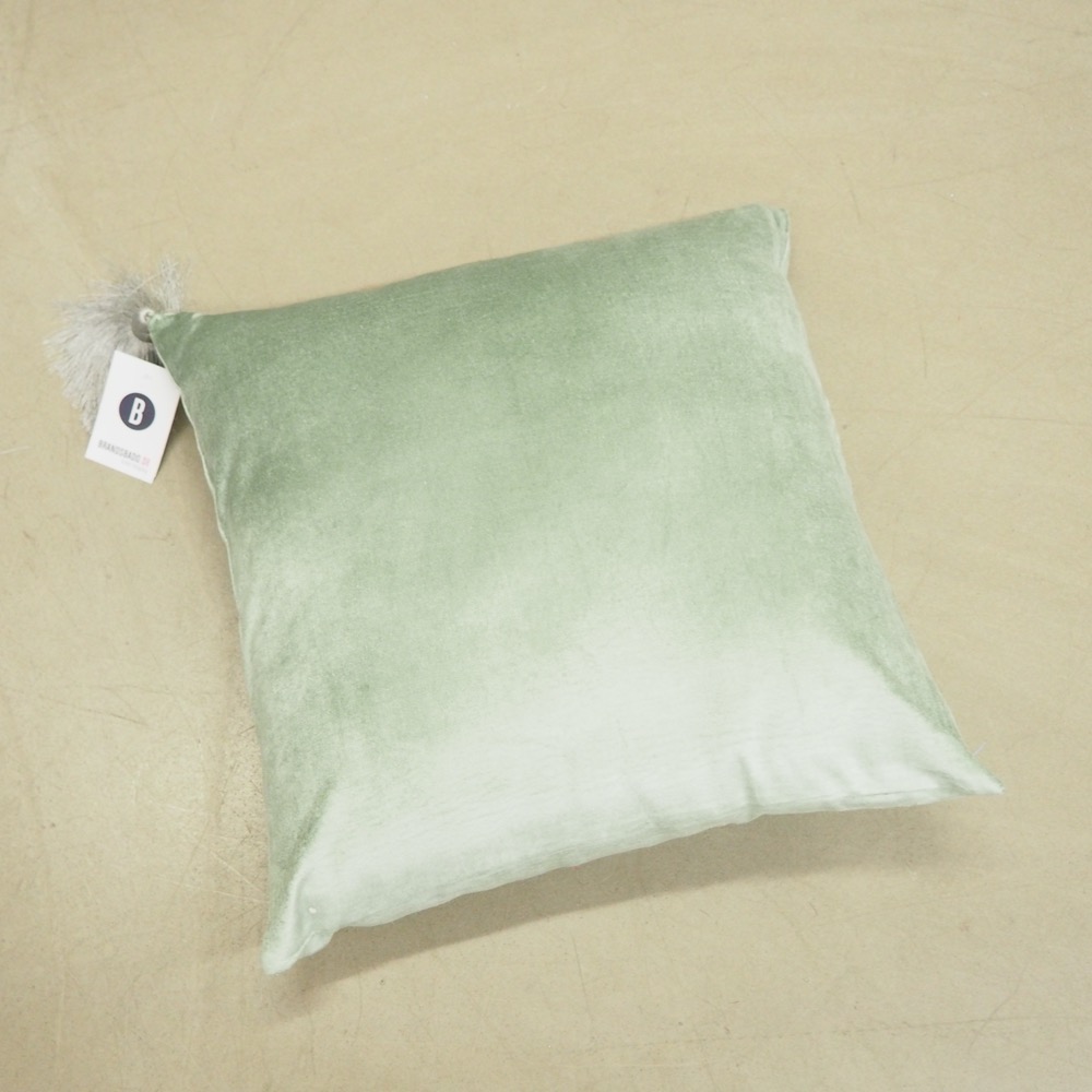 Deko-Samt-Kissenhülle Vanessa mint Quaste silberfarbig ca. 50 x 50 cm