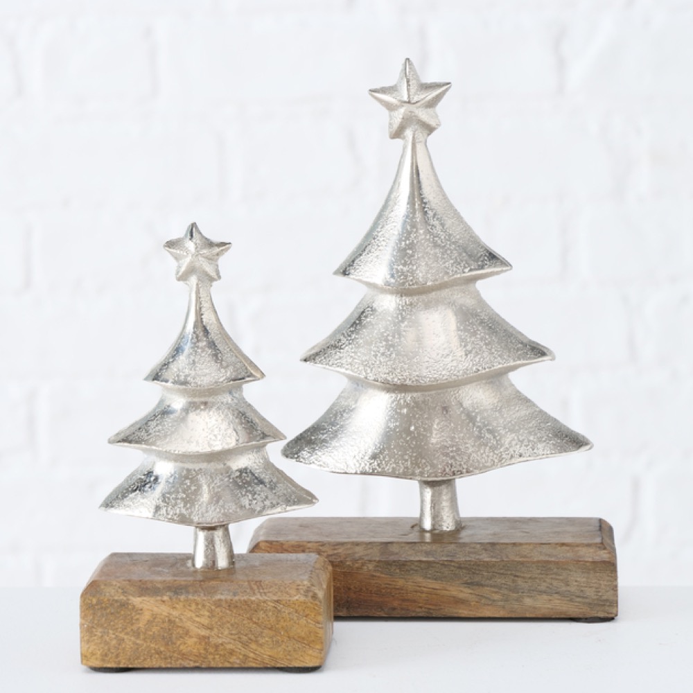 2x Dekoaufsteller Mendoza Baum Weihnachtsbaum H 15-19 cm Mango