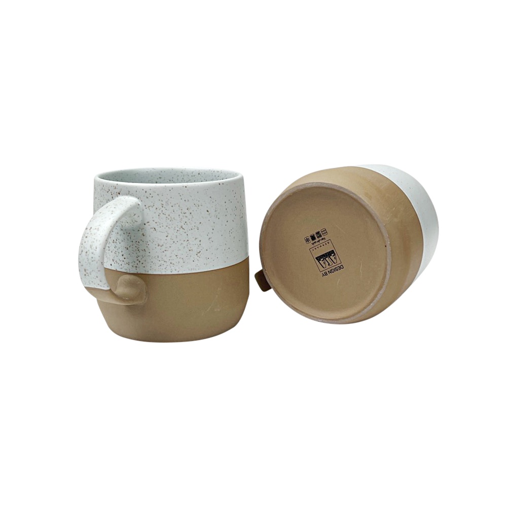 2 Tassen Henkelbecher Caja Braun/Beige matt Tasse Becher