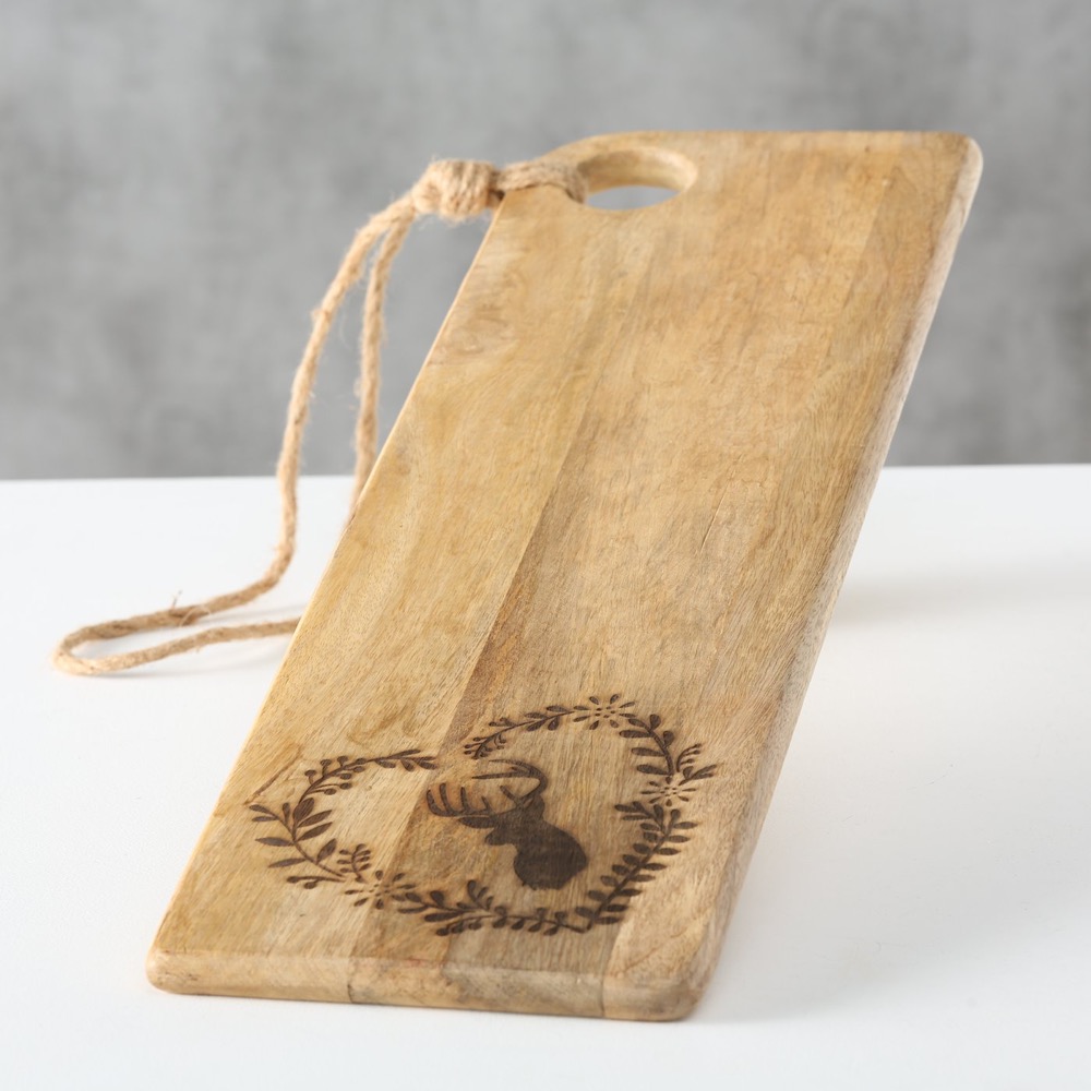 Schneidebrett Leopold Mango Hirschmotiv Natur ca. 65 x 21 x 2,5cm