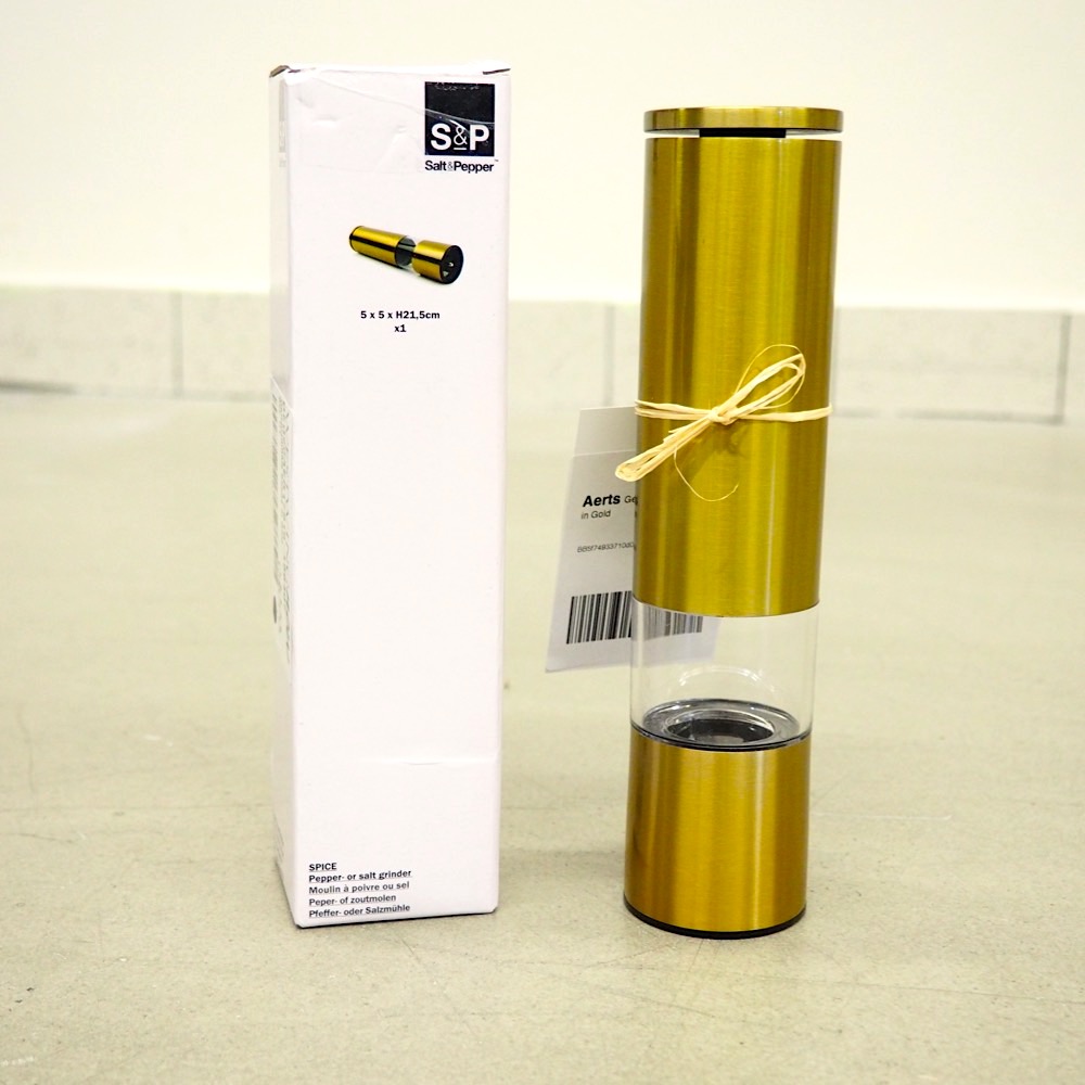 Gewürzmühle Sheda goldfarben H 22 cm