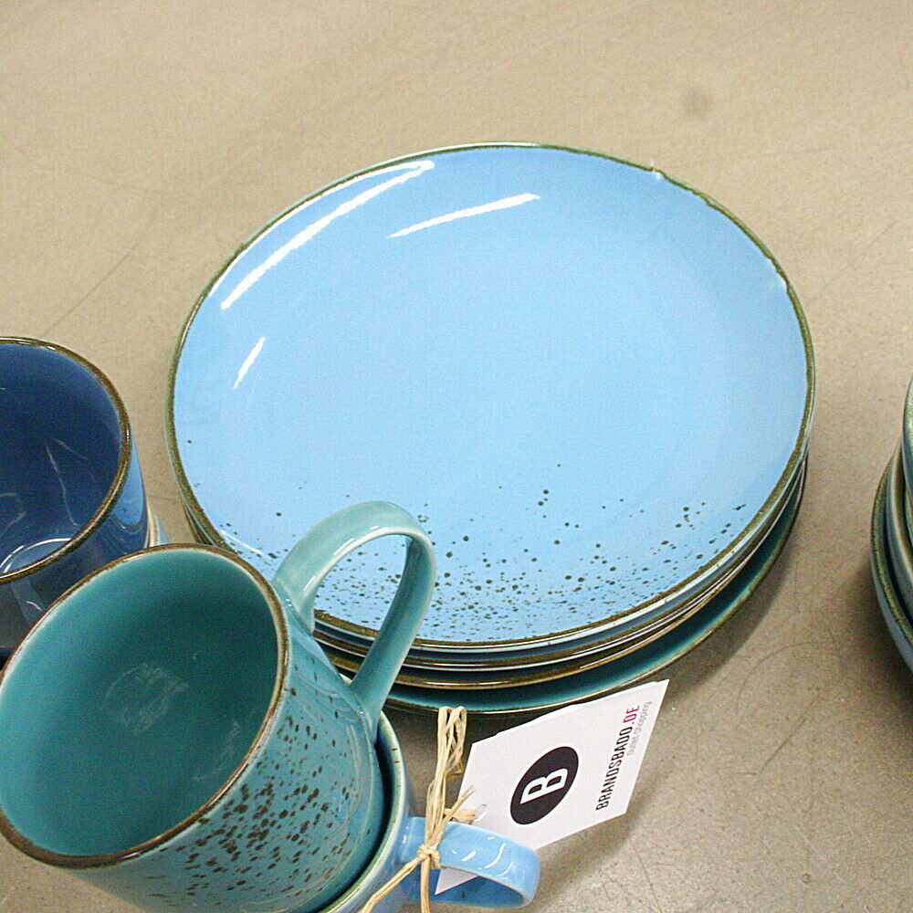 CREATABLE Geschirr Set 16-tlg. Viva blau 4 Personen Steingut