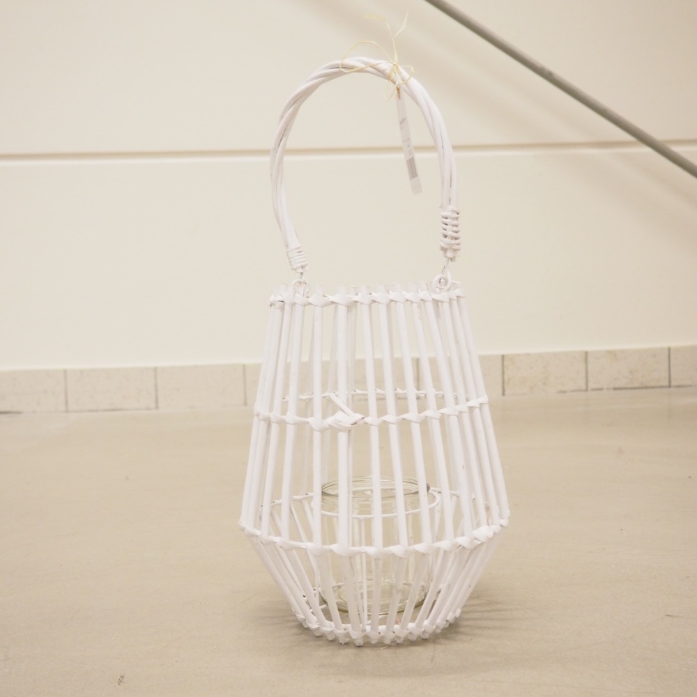 Bambus Laterne Balu weiß Deko-Objekt Glas Ø 30 x H 33 cm