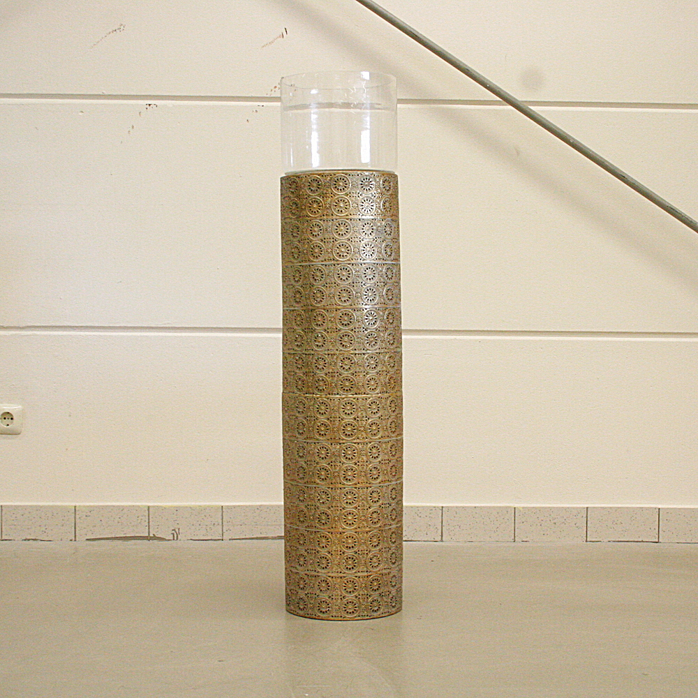 Boden-Windlicht Oriental Groß goldfarben ca. H113 cm Ø25cm Deko