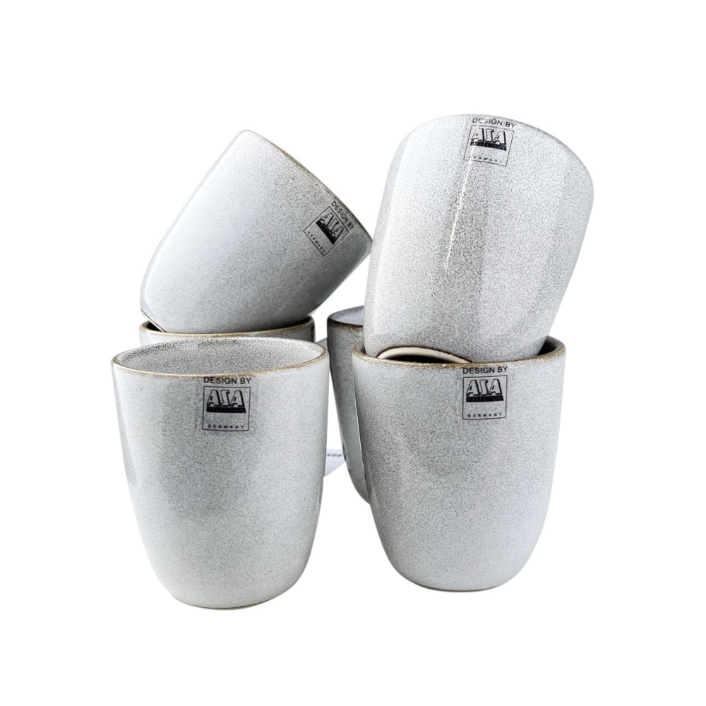 6 x Becher Saisons Steingut Beige