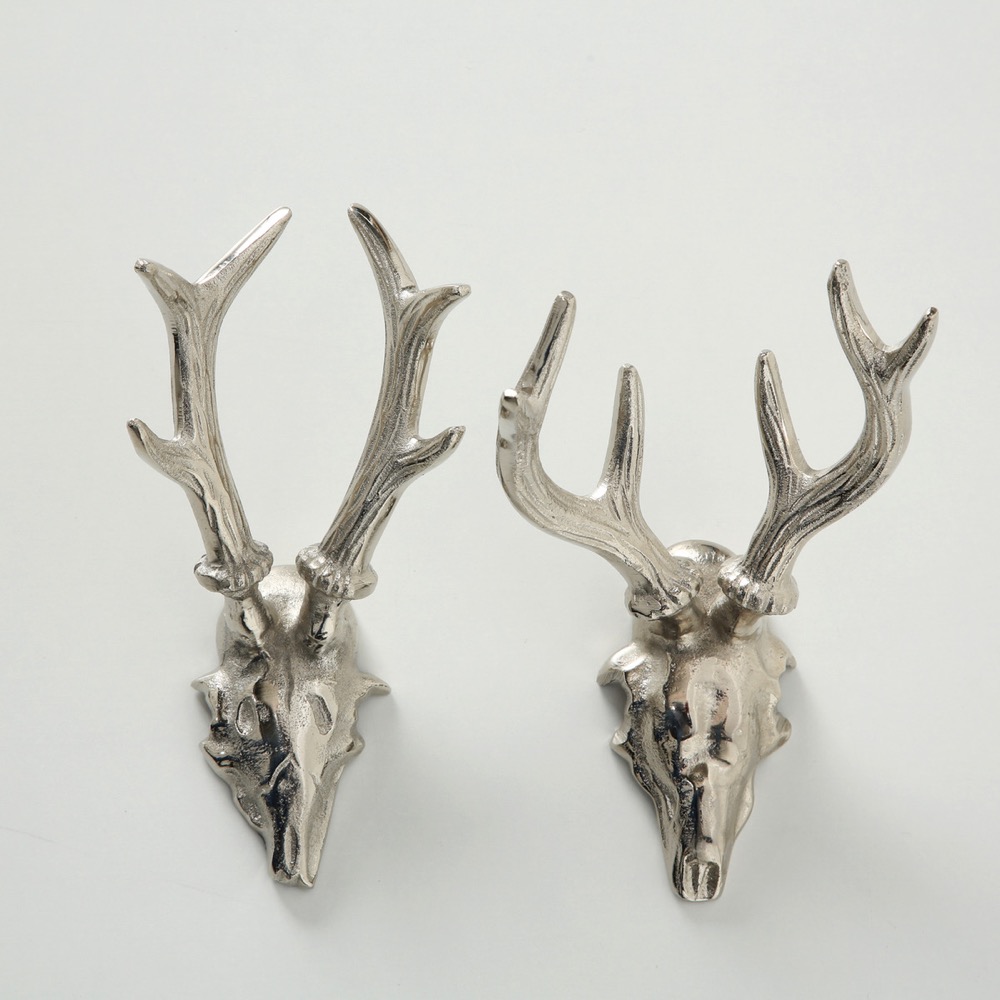 1x Set Wandobjekt Dekoobjekt Geweih B 13 cm Aluminium silber