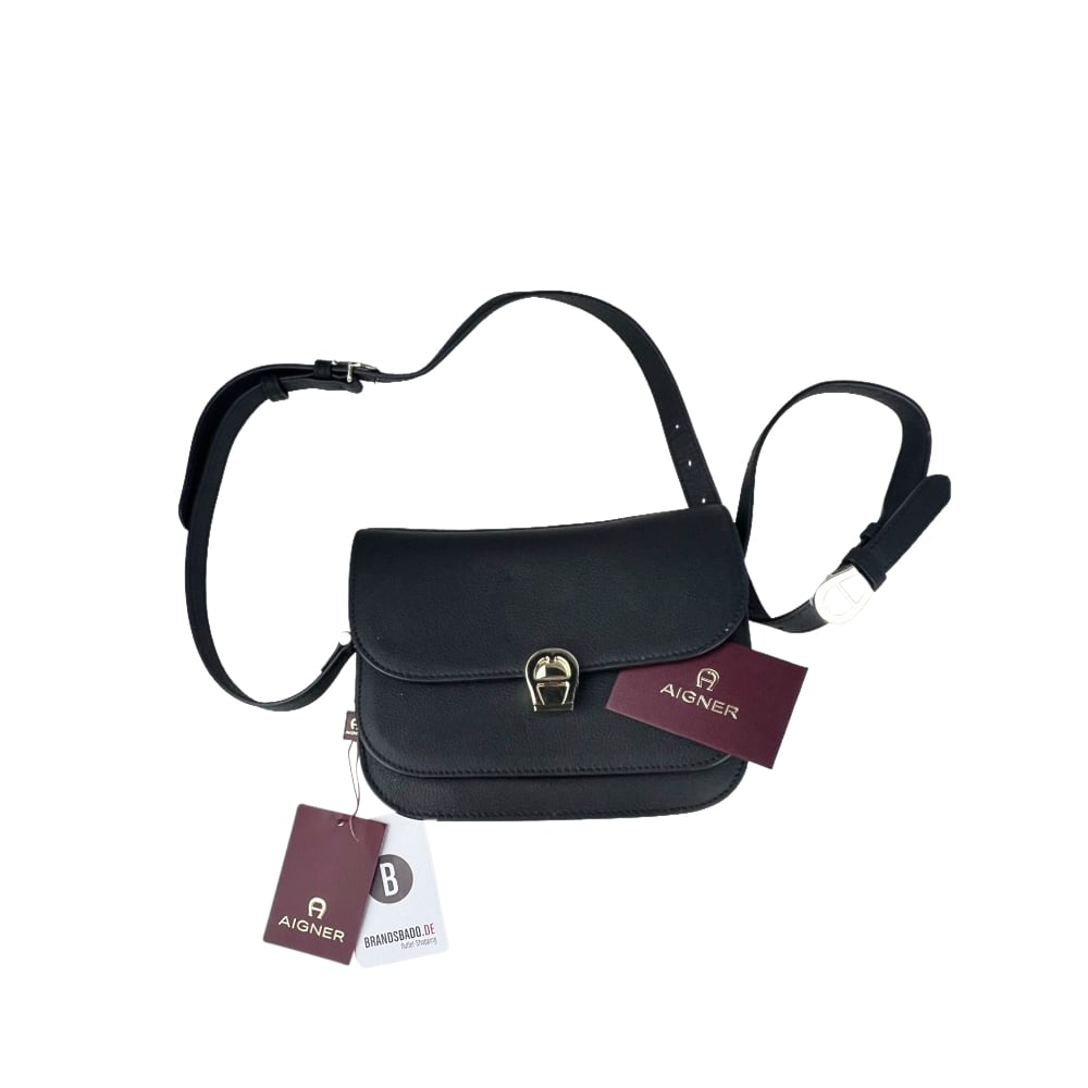 Leder-Umhängetasche Mariella genarbtes Rindsleder schwarz