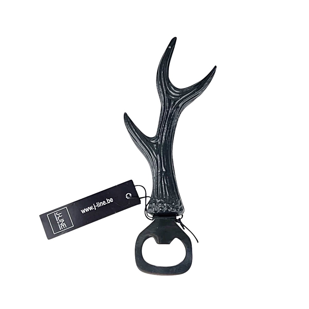 Flaschenöffner Geweih Aluminium 6x18x2cm Schwarz