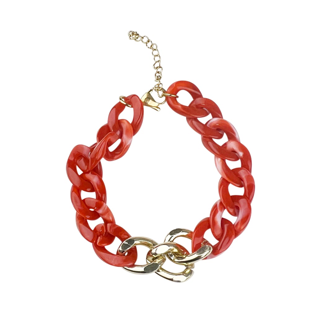 Handgefertigtes Armband Erna vergoldet Rot