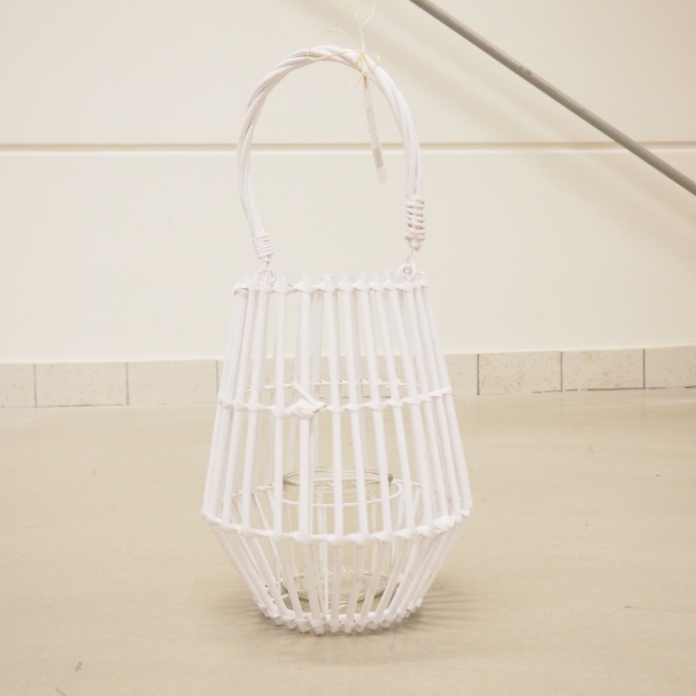 Bambus Laterne Balu weiß Deko-Objekt Glas Ø 30 x H 33 cm