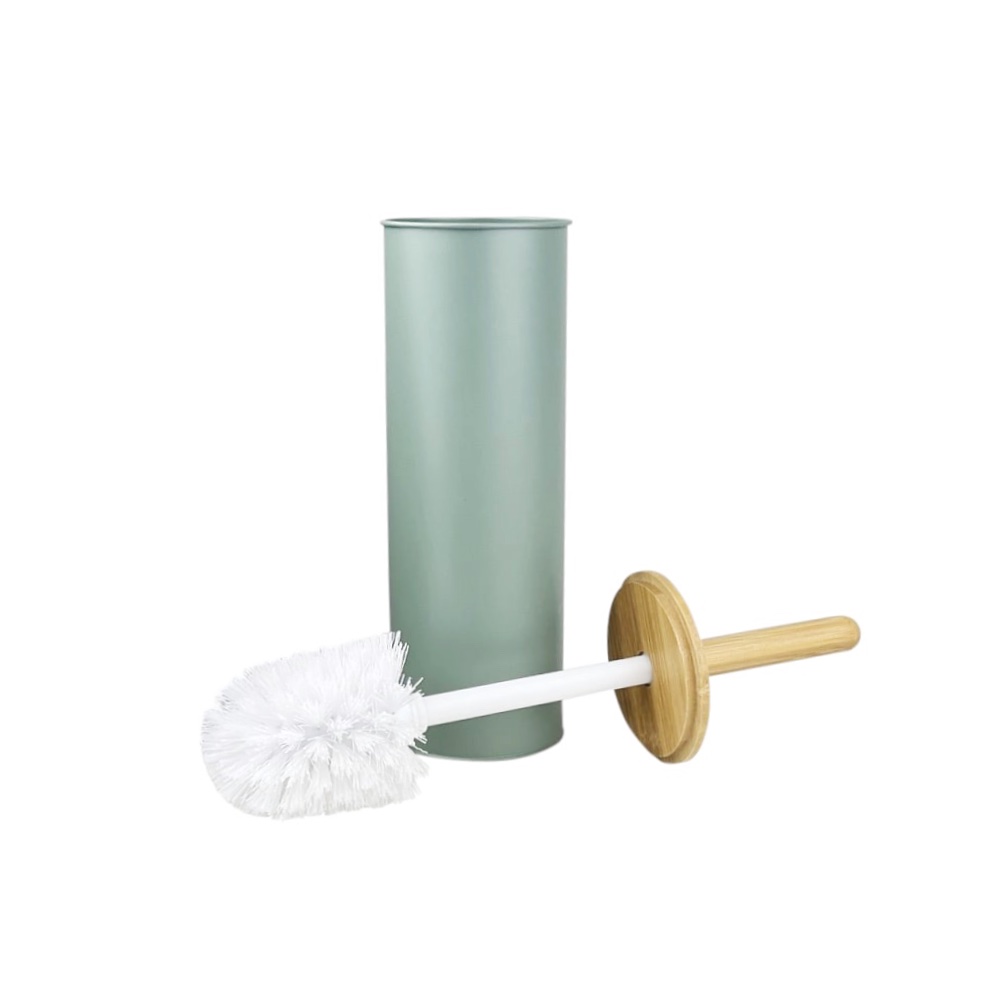 Toilettenbürste Tallin olivgrün Metall Bambus Ø 10 x H 38 cm