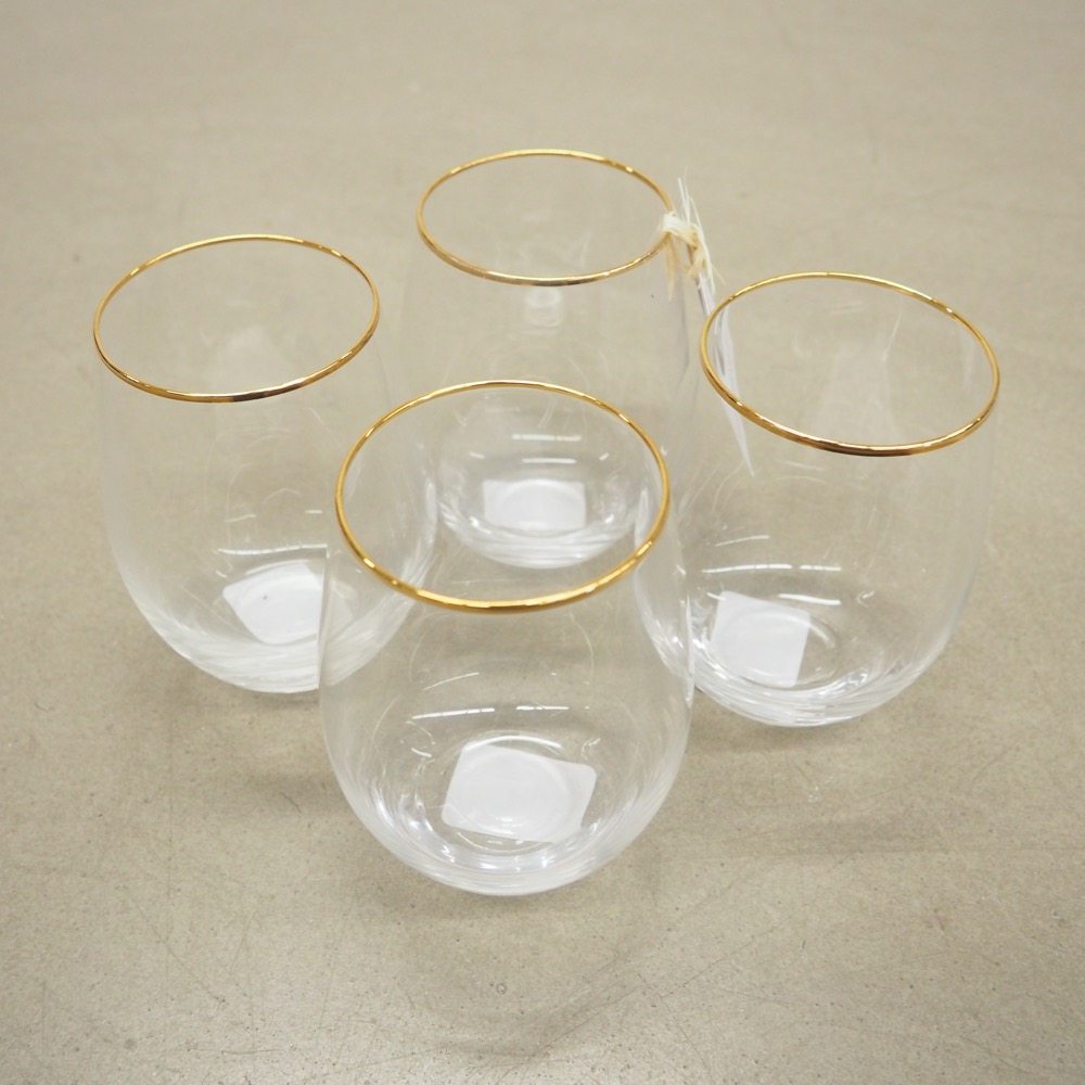 4x Wassergläser Chloe in Transparent mit Goldrand