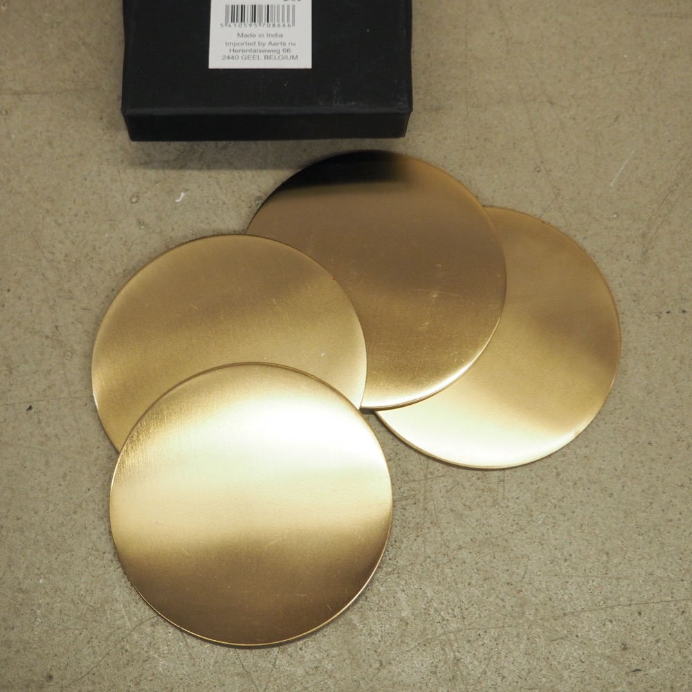 Untersetzer-Set Cheers 4 Stück Ø 10 cm Metall beschichtet gold