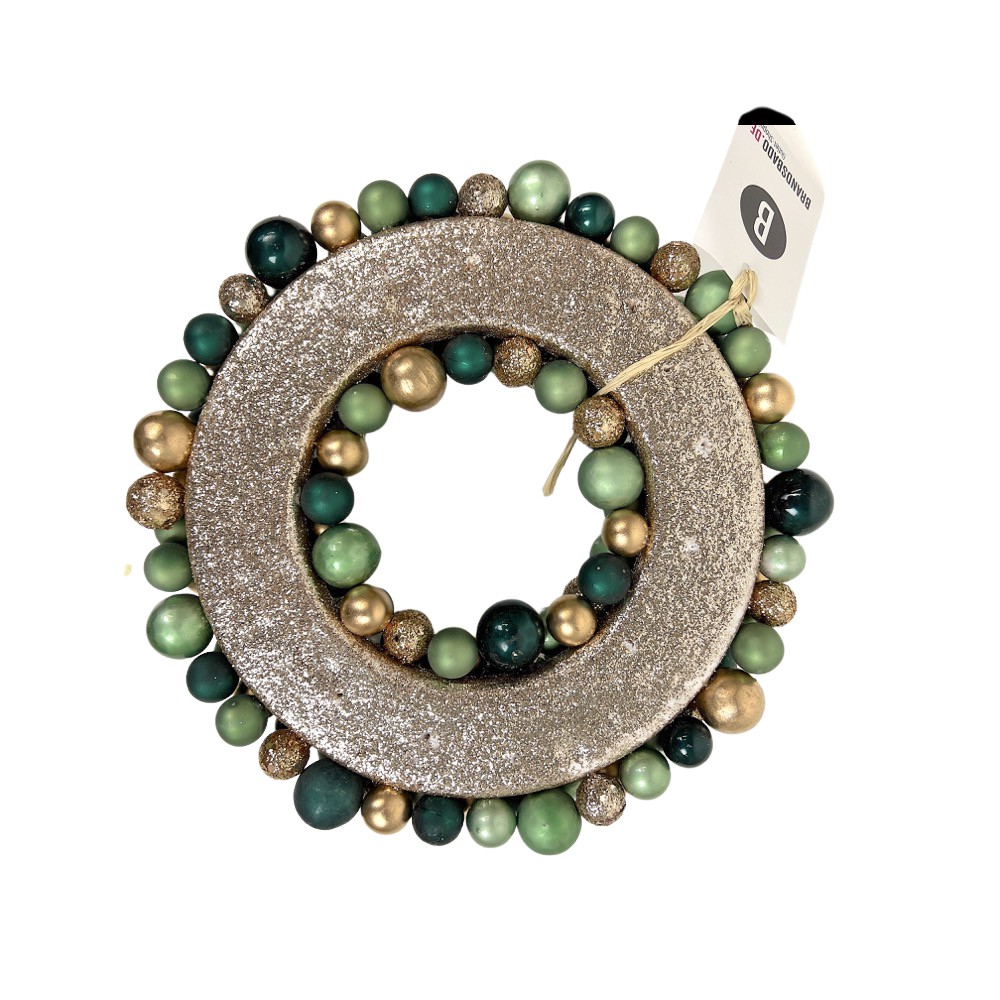 Deko-Kranz Festivity Ø 25 cm H 6 cm Grün Goldfarben