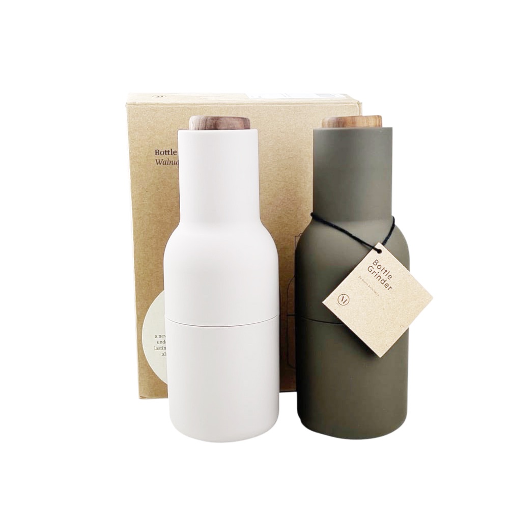 Designer Salz- & Pfeffermühle Bottle Grinder mit Walnussholzdeckel