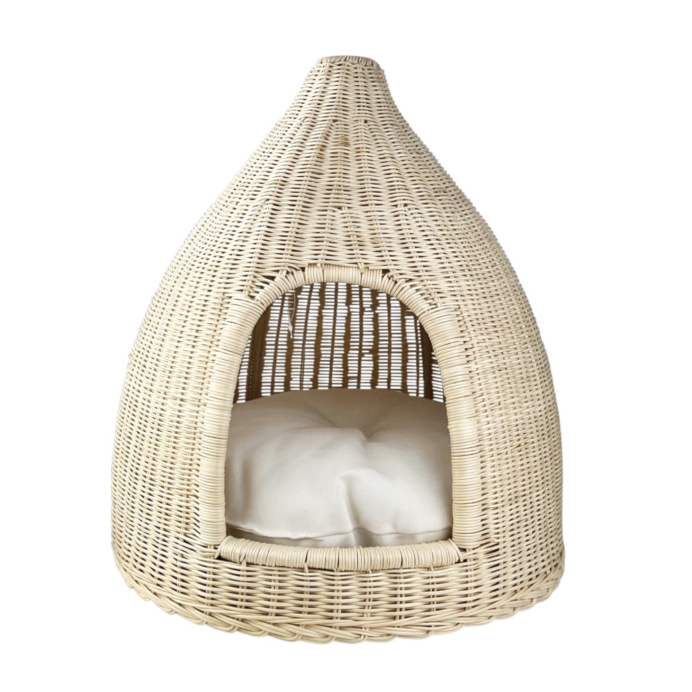Haustierbettchen ca. 45 x 45 x 57 cm natürliches Rattan