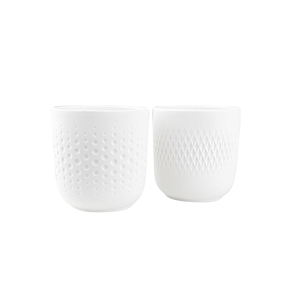 Becher Manufacture Collier mit Strukturmuster 2er-Set Weiß 290 ml