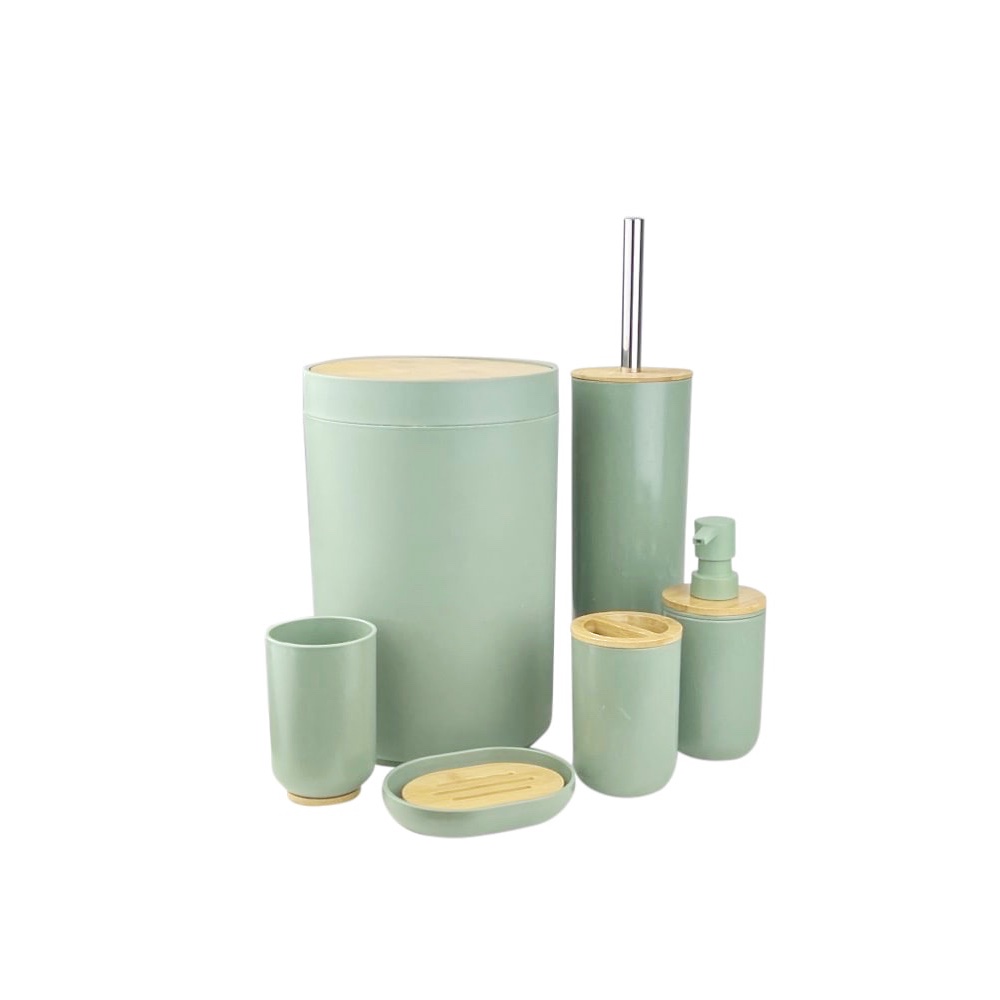 Bad-Accessoires-Set Decent Salbeigrün 6-teilig