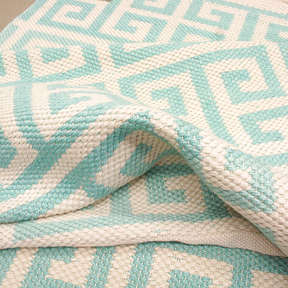 Handgewebter In- und Outdoor-Teppich Mykonos 120 x 180 cm türkis creme