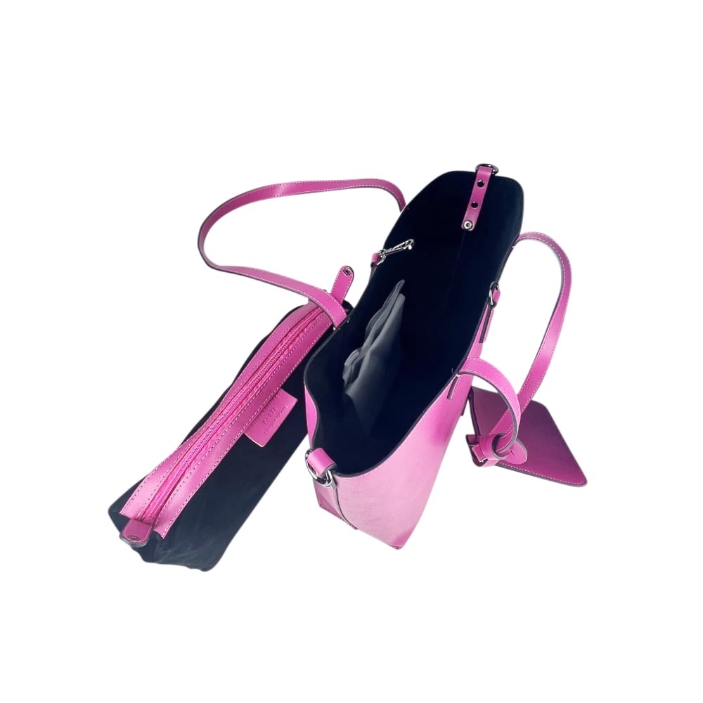 Handgefertigte Leder-Schultertasche Elix 36 x 30 x 13 cm Magenta