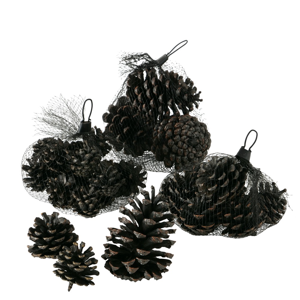 Dekostreu Meluna 3 sort. Holz Zapfen Naturstoff Matt Natur schwarz
