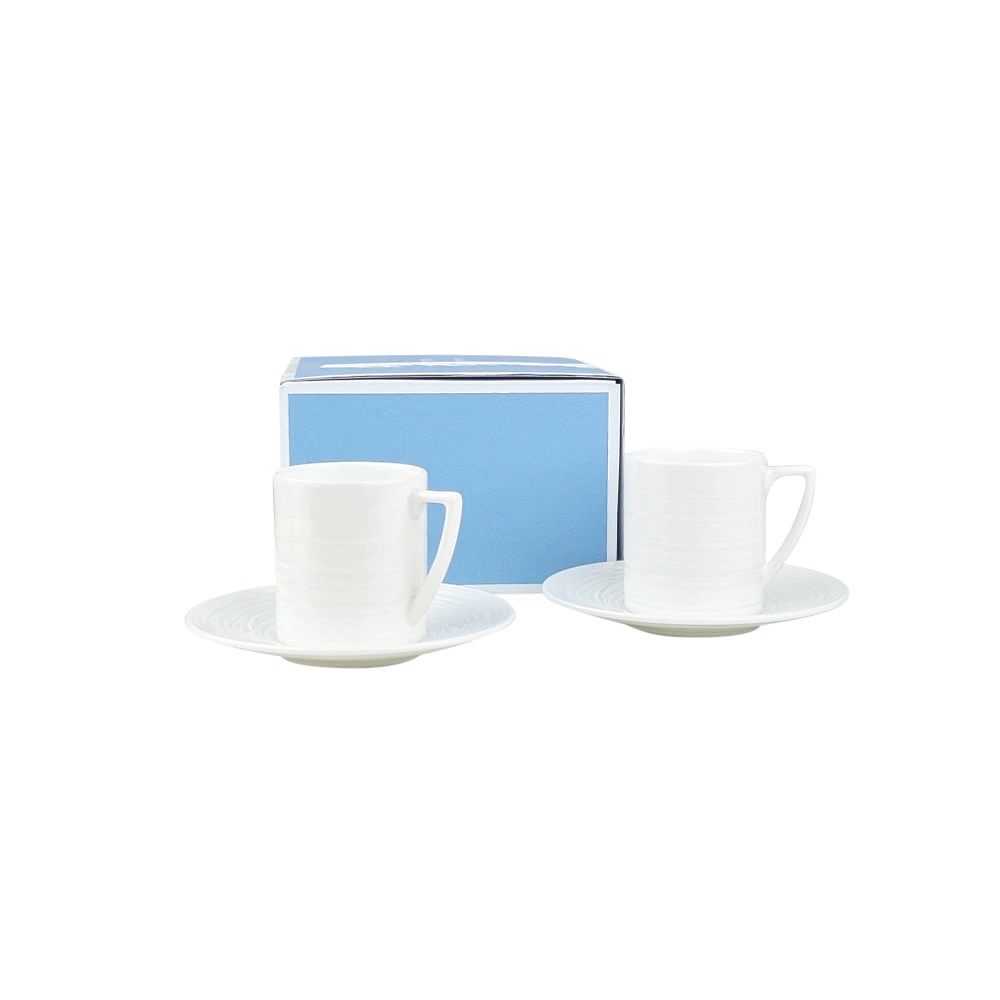 2 x Fine-Bone-China-Espressotassen Jasper Conran Strata mit Untertassen