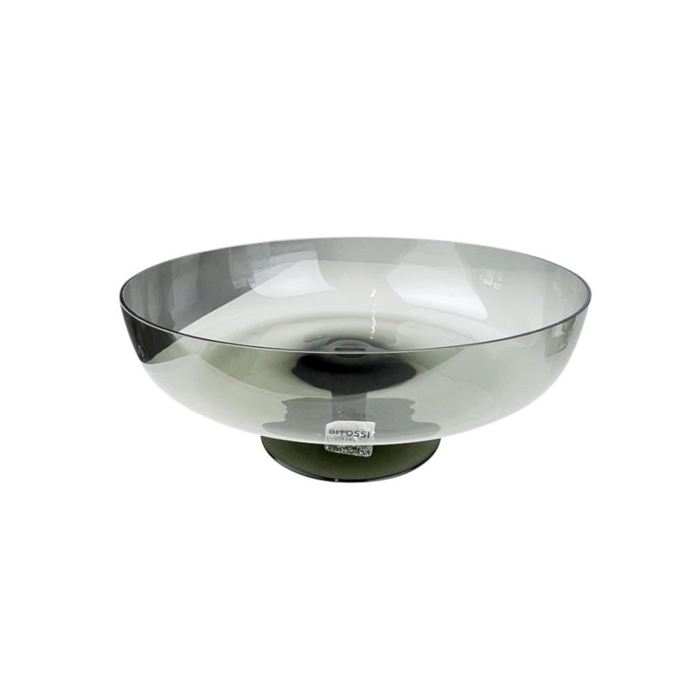 Mundgeblasene Glas-Servierschale Diseguale Ø 25 cm modern grau