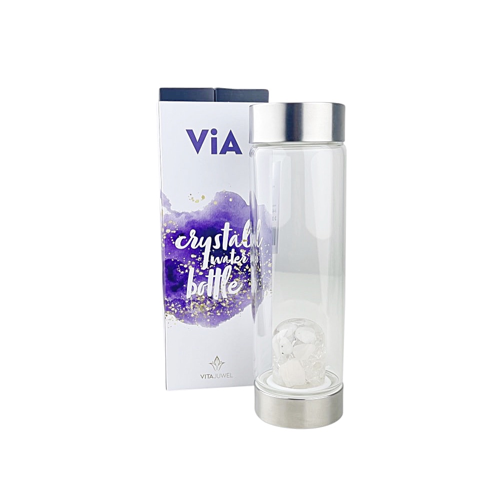 Handgefertigte Trinkflasche ViA Comfort Rose Edelsteineinsatz 500ml