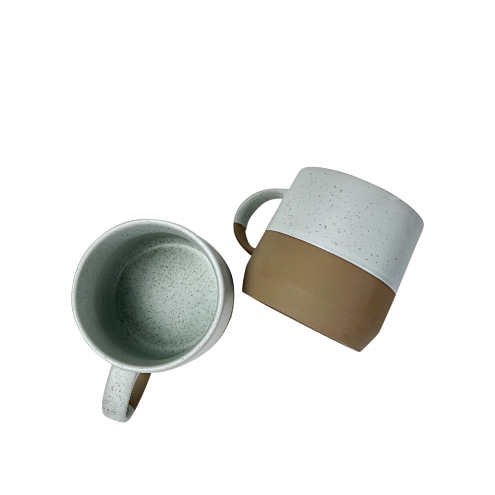 2 Tassen Henkelbecher Caja Braun/Beige matt Tasse Becher