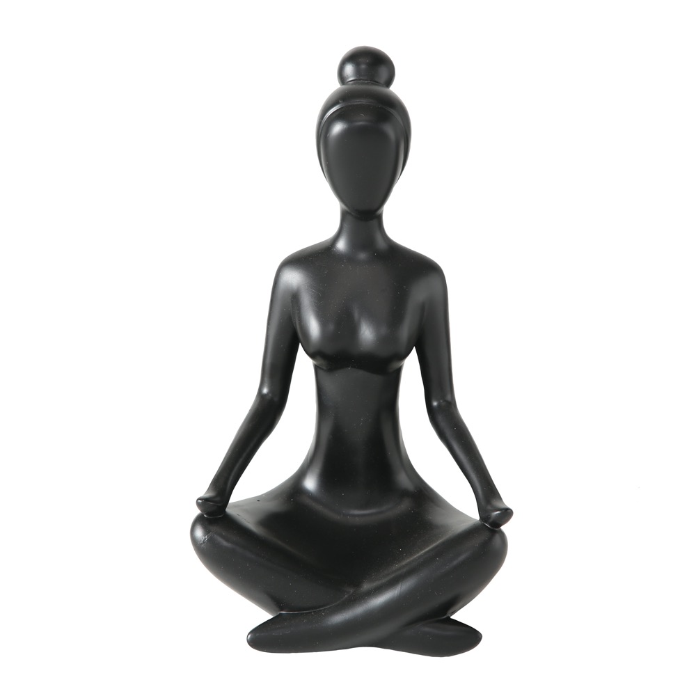 1 x Figur Yoga 3sort. Frau H 30cm Kunstharz Schwarz