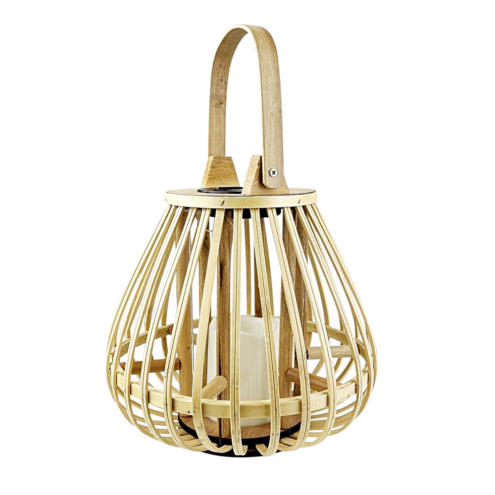 Bambus-Solar-LED-Tischleuchte Havane Ø 26 cm H 38 cm modern gemütlich