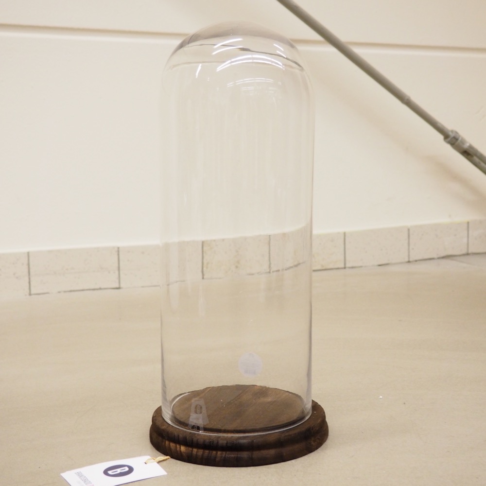 Deko-Tablett Bell Glasglocke Glas Holz Ø 18 cm Deko-Objekt