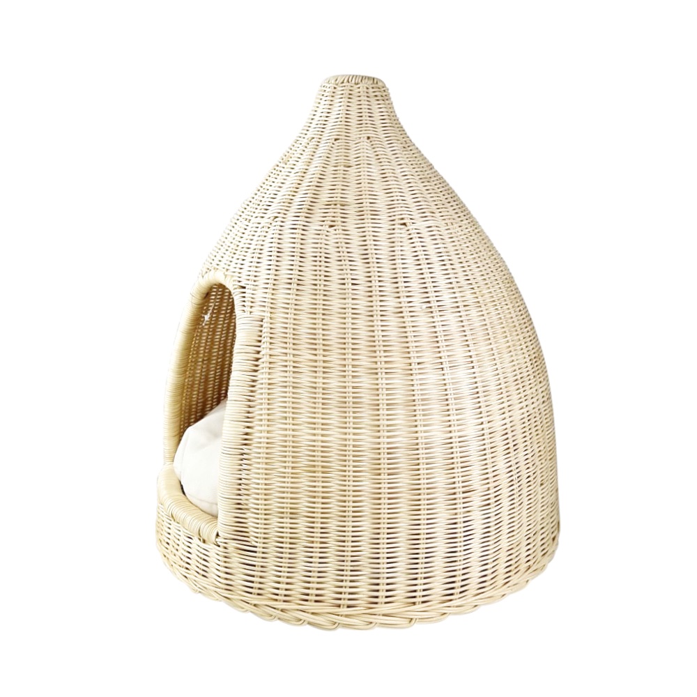 Haustierbettchen ca. 45 x 45 x 57 cm natürliches Rattan