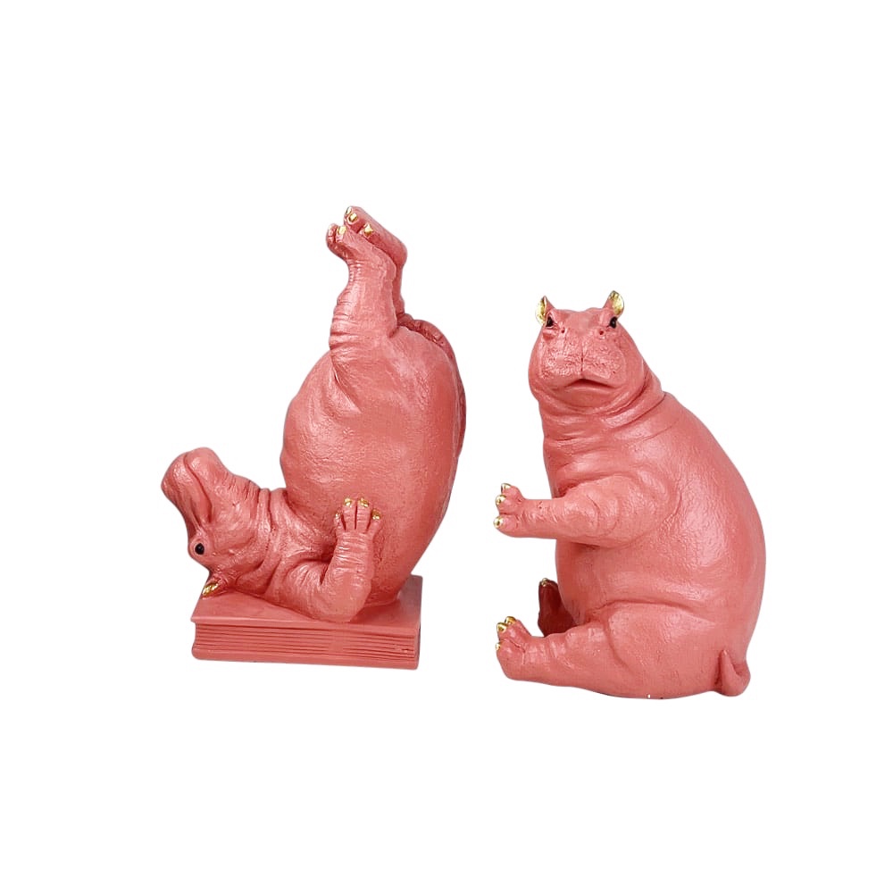 Buchstützen-Set Hippo Pink 2-tlg. 19x26x14 cm