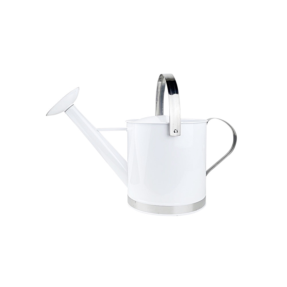 Gießkanne Lena weiss silberfarben Metall 5 Liter modern