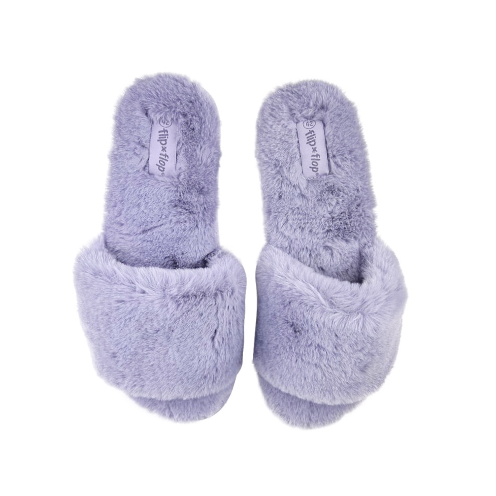 Fleece-Pantoletten Slide Fur 2 Gr. 42 Lila