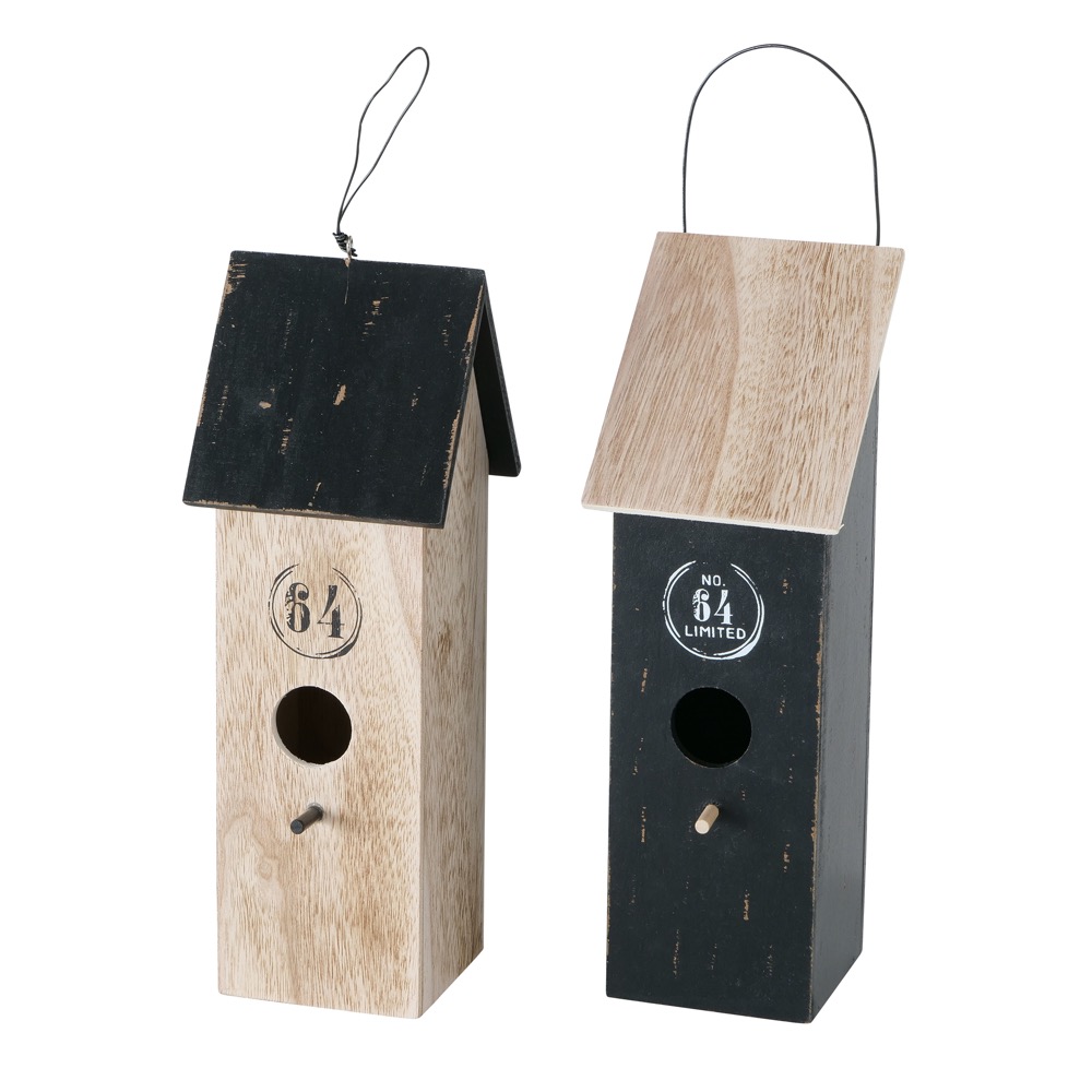 1xVogelhaus Local 2fsort. H 30cm MDF Mehrfarbig Schwarz Natur Garten Deko