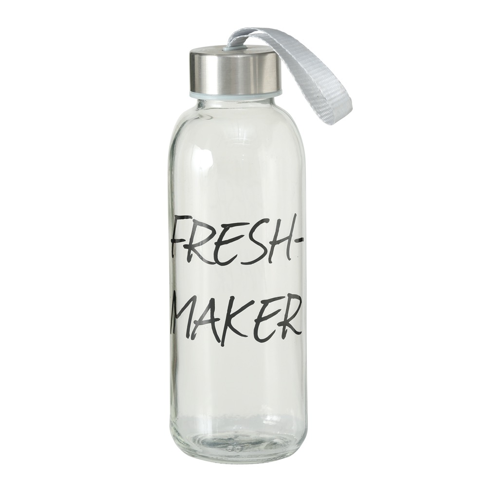 Trinkflasche To Go 3sort. 420 ml Spülmaschinengeeignet H 20 cm Glas