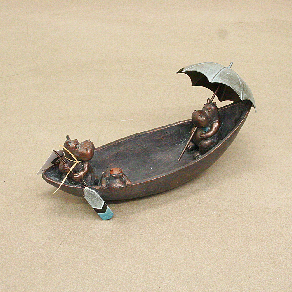 Deko-Objekt Vogeltränke Hippo Family Polyresin ca.45cm lang