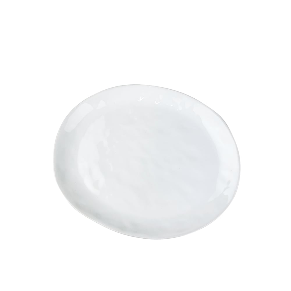 4x Ovale Frühstücksteller Porcelino unebene Oberfläche