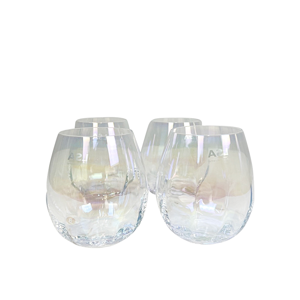 4x Mundgeblasene Wassergläser Pearl Perlmuttglanz
