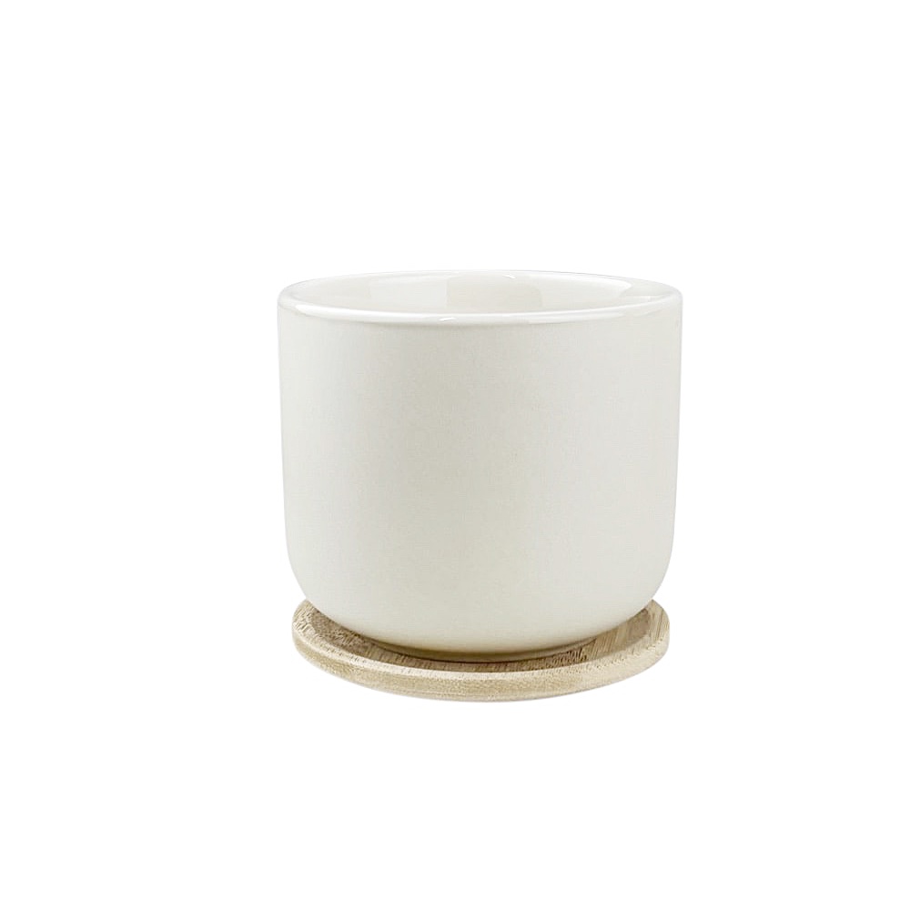 Becher Theo Deckel/Untersetzer Feinsteinzeug Bambus Ø 8 x 200 ml