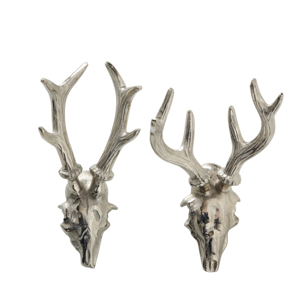 1x Set Wandobjekt Dekoobjekt Geweih B 13 cm Aluminium silber