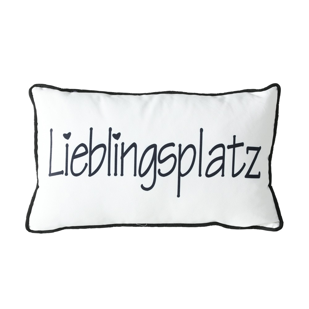 Deko-Kissen Lieblingsplatz 2sort. Spruch Schwarz Rosa Weiß L/B 50x30 cm