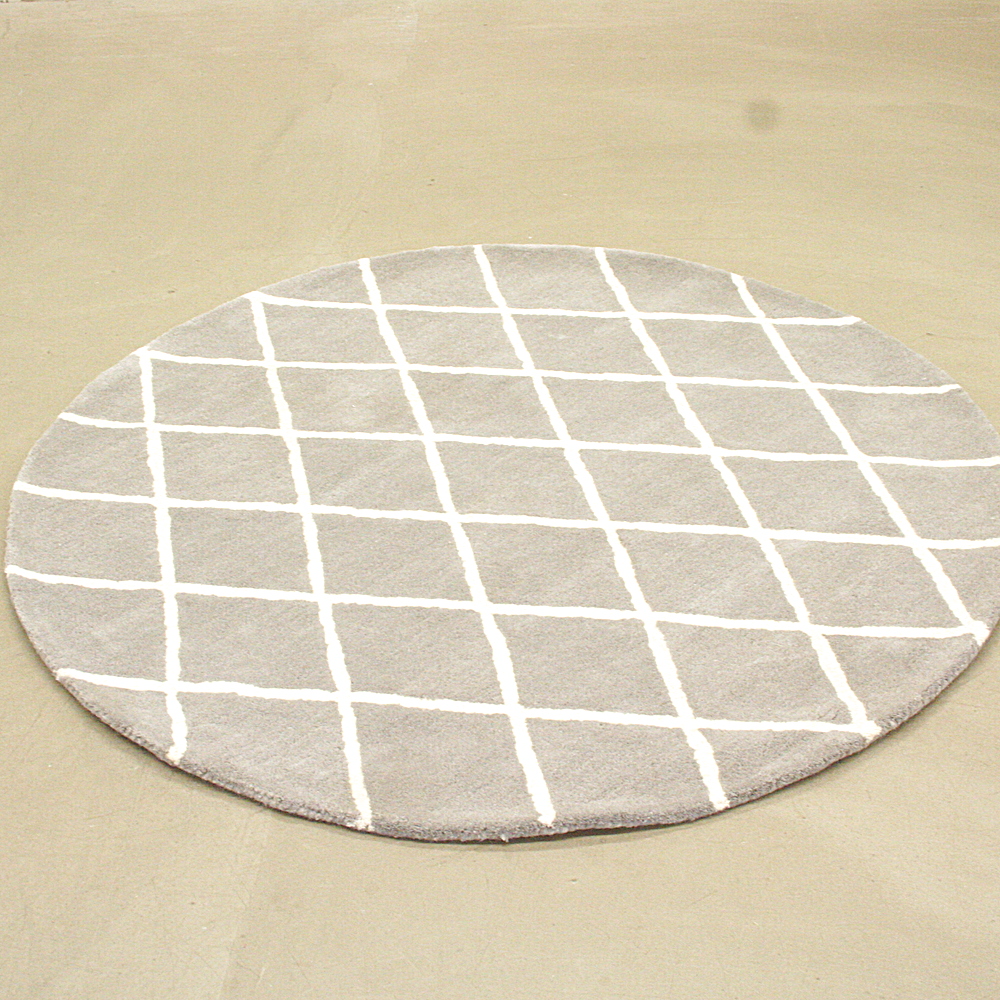 Handgetufteter Wollteppich Wild Cat Ø 120 cm rund grau creme