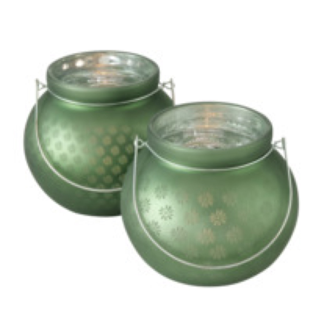 1x Windlicht Gitta 2fach sort. H 13cm Glas Floral Blumen Grün Deko