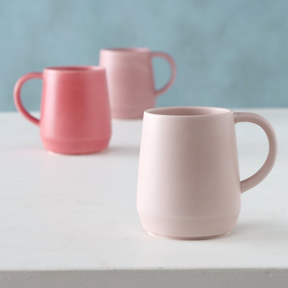6x Becher Diary rosa Trinkbecher Kaffeetassen Kaffee Tasse Keramik Mug
