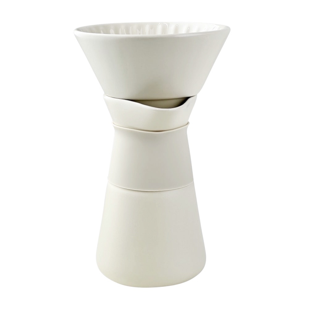 Kaffeebereiter Theo Cremefarben matt Steingut Bambus 600 ml