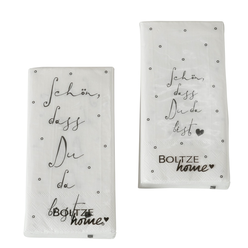 Bistroservietten-Set 3tlg. Schön 2sort. Herz Spruch Schwarz Weiß Papier